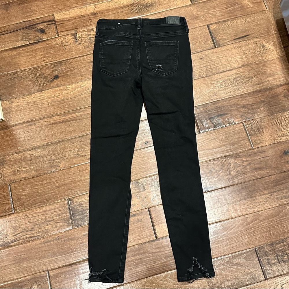 American Eagle Outfitters Next Level Stretch Distressed Black Jegging size 0 - Picture 5 of 6
